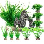 BAILMOLI Fish Tank Decorations, 10 PCS Aquarium Plants Green Fish Tank Plants Artificial Set Aquarium Ornaments Accessories