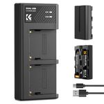 K&F Concept 2 Pack NP-F550 Battery and Charger Kit, Compatible with Sony NP-F550 F570 F750 F770 F930 F950 F960 F970 and LED Lights, Monitors and Camera Sliders