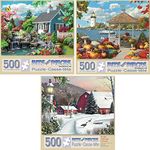 Bits and Pieces - Value Set of Three (3) 500 Piece Jigsaw Puzzle for Adults - Each Measures 18" X 24" -Dream Landscape, Autumn Splendor 2, in The Still Light of Dawn Jigsaw by Artist Alan Giana