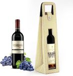 RYDDOY Wine Gift Bag, Reusable Leather Wine Tote Carrier, Single Bottle Champagne Beer Gift Bags Carrier for Birthday, Wedding, Picnic Party, Christmas Gifts (Beige)