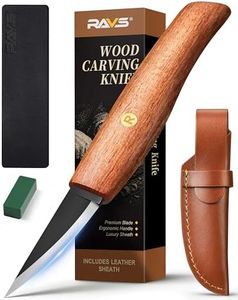 RAVS Wood Carving Sloyd Knife with Leather Strop & Polishing Compound, High Carbon Steel Whittling Knife with Leather Sheath, Chip Wood Carving Tools with Ergonomic Handle for Beginners &Professionals