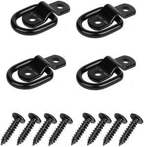 Armastuse 4PCS Heavy Duty Steel D Rings Tie Down Anchors,D Rings Tie Down Anchors Hooks for Trailer Truck Bed Bracket Enclosed Points Pickup Camper Surface Mount D-Ring Heavy Duty (Black)