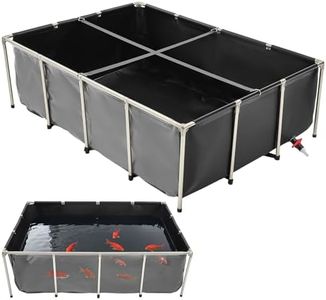 VEVOR Canvas Fish Pond, 470 Gal Above Ground Fish Pond, PVC Koi Tank with Clear Viewing Panel, Rectangular Goldfish Tank with Stainless Steel Frame & Drain Valve, for Breeding Koi, Irrigation(Black)