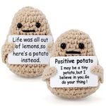 2pcs Mini Funny Positive Potato, 3inch Plush Toys, Knitted Cute Positive Potato Doll Creative Wool Funny Knitted Positive Potato for Birthday Gifts Christmas Party Decoration Encouragement