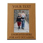 Personalised Wooden Photo Frame Laser Engraved Any Date Any Name Any Text 4 x 6 Inch Portrait or Landscape Brown