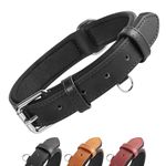 Grand Line Leather Dog Collar, Wider and Thicker Durable Dog Collar with Soft Padded, Adjustable Pet Dog Collar for Small Medium Large Cat Puppy (Black, M)