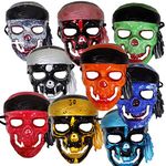 brown leaf Scary Horror Pirates Skull Face Mask for Theme Halloween Party Fancy Dress Accessories (Set Of 6)