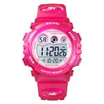 SKMEI Rubber Kid Sports Watch, Multi Function Digital Kid Watches Waterproof Led Light Wristwatches For Boys Girls (Black) (Rose Red), Rose Gold Dial, Rose Gold Band