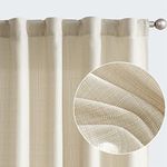 jinchan Beige Curtains for Living Room Linen Textured 96 Inches Long Farmhouse Casual Weave Back Tab Drapes Light Filtering Window Curtain 2 Panels Beige