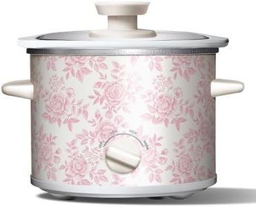 COOK WITH COLOR 2QT Mini Electric Round Slow Cooker - Adjustable Settings, Removable Stoneware Pot, Tempered Glass Lid, Dishwasher Safe, Cool-Touch Side Handles, Floral Pink