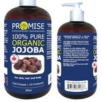 500ml (16.9oz) ORGANIC JOJOBA Oil 100% Pure Moisturizing Oil, skin, hair and body, Unrefined Hexane Free, Natural Cold Pressed + UV Protected, Carrier Oil Certified Organic, Made in Canada (500ml)