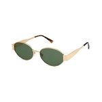 4Flaunt Retro Oval Sunglasses For Women & Men | Trending, Stylish & Durable Metal Frame Vintage 90s Sunglasses With UV 400 Protection Lenses (C3 - Gold/Green)