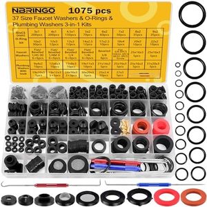 NBRINGO 1075 PCS 37 Sizes 3-in-1 Universal Plumbing Repair Kit Includes O-Rings, Faucet Washers & Sealing Gaskets to Fix Leaky Faucets, Hoses, Spigots, Plumbing Fixtures with Pick Hook