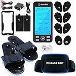 NueMedics Rechargeable Tens 24 Muscle Stimulator Complete Set + Flex Snap on Belt for Lower Back + Reflexology Slippers Pain Relief Therapy Muscle Recovery Arthritis, Bursitis, Tendonitis, Sciatica