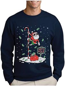 Green Turtle Sudadera para Hombre - Jersey Navidad Hombre Regalo Navidad Divertida - Santa North Pole Dancing - X-Large Azul Oscuro