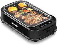 Smokeless Grill Indoor, CUSIMAX Electric Grill, 1500W Indoor Grill Portable Korean BBQ Grill with LED Smart Display & Tempered Glass Lid, Non-stick Removable Grill Plate, Dishwasher Safe, Black