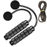 LEKEONE Ropeless Jump Rope,Switchable Dual Mode Ropeless and Corded Jump Rope With Memory Foam Handle Adjustable Skipping Jump Rope for Adult and Children Fitness Training Tool (Black)