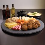 Navaris Slate Lazy Susan Serving Platter - 33cm Rotating Turntable Tray Board for Cheese Dessert Dishes Cake Snack Platters Tapas - Rotating Server