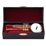 Cerlingwee Trumpet Model, Miniature Trumpet, Trumpet Replica Gold Plated Musical Ornaments Portable Compact for Gift Musician Home Decoration Friends