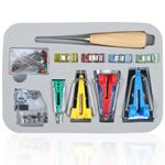 LZVXTYM Bias Tape Maker Kit, 4 Sizes Bias Tape Maker with 4 Pcs Sewing Clips, 50 Pcs Needle, Wooden Awl & Foot Press, Bias Tape Maker Machine Set for Fabric Sewing and Quilting