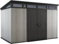 Keter Artisan Outdoor Pent Double Door Garden Storage Shed 11 x 7ft Grey Duotech+ Wood Look and Feel | Fade Free | All Weather Resistant | Safe and Secure | Zero Maintenance | Ltd