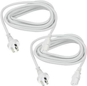 White Long Monitor Power Cable 3m C13 Connector 3 Prong SAA Plug 10a 250v Power Cords