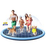 Dog Splash Pad, Non Slip Splash Pad Sprinkler for Kids, Kiddie Baby Shallow Pool, Pet Outdoor Water Play Toy Wading Pool Mat, Easy to Use/Clean (87 inch)