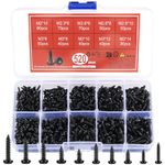 qxayxa 520 Pcs Self Tapping Screws, Black Screws for Wood Screws Assortment Kit, Torx Pan Head Screws, Round Head Tapping Screws for Plastic Wood Metal - M2/M2.3/M2.6/M3