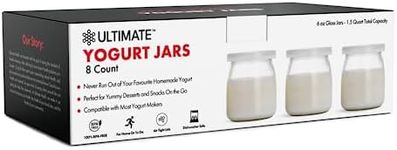 Ultimate Yogurt Jars - Make More Delicious Yogurt! 8 Count Small Glass Yogurt Cups With Lids - 100% BPA Free, Airtight & Dishwasher Safe! Perfect Containers for Yoghurt, Oatmeal, Pudding or Jello