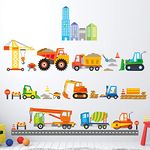 DECOWALL DW-1612 Construction Site Kids Wall Stickers Decals Peel and Stick Removable for Nursery Bedroom Living Room Art murals Decorations