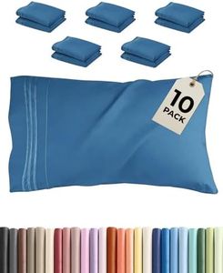 King Pillow Cases Set of 10 - Ultra Soft Hotel Quality Pillowcase Covers - Comfy & Wrinkle Free - Shrink, Stain & Fade Resistant - Soft, Machine Washable Pillow Protectors - 10 Piece Set - Denim Blue