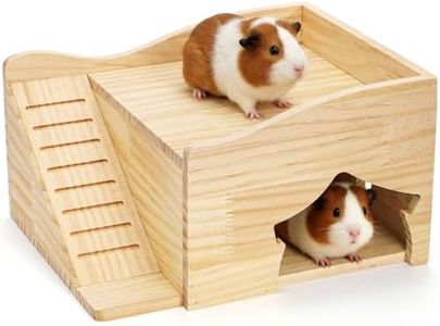Covzoe Guinea Pig House, 11.8 x 9.4 x 6.7 Inch Large Hamster Wood Hideou Castle with Stairs and Window, Small Animals Bed Hut Habitats, Ideal for Chinchillas Dwarf Mice Gerbils Playing Hiding Sleeping