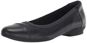 Clarks Women's Sara Bay Ballet Flat, Navy Leather, 8 UK