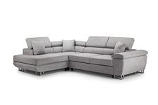 Honeypot - Sofa - Anton - Storage - Sofa Bed - Black/grey - White/grey - All grey - Fabric (All Grey, Left hand corner)