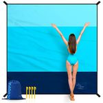 OCOOPA Sandproof Beach Blanket Waterproof, Extra Large 8 Persons Family Size 10'X9.2', Comfortable Parachute Nylon, Cozy& Chic, Compact& Light, Reinforced Windproof,4 Stakes&1 Travel Bag