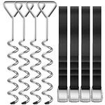 Trampoline Stakes Heavy Duty Anchors High Wind Stakes,15.84" Galvanized Steel Corkscrew Anchors Kit for Trampoline,Field-deployments, Hunting Camp, Canvass Tents(Set of 4)