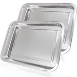 Stainless Steel Trays, CINRA 2 Pake Stainless Steel Tattoo Trays 13.5" X 10" Dental Tray Flat Tray for Dental Tray Body Piercing Instrument Tray Pet Bathroom Kitchen Baking Tools