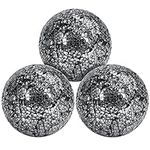 BELLE VOUS 3 Pack Decorative Crackled Glass Mirror Balls - 10cm / 4 inch Diameter - Home Sphere Ball Set - Globe Ornaments for Living/Dining Room, Decorations & Coffee Table Décor Centrepieces