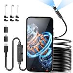 Dual Lens Endoscope Camera with Light, Ennovor 1920P HD Endoscope Inspection with 8 Adjustable LED Lights, Borescope with 16.4ft Semi-Rigid Snake, IP67 Waterproof and No WiFi Required for Android iOS