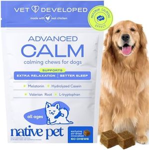 Native Pet Advanced Calming Chews for Dogs Medium Breed - Anxiety Relief, Stress, Separation, Travel & Sleep Support with Melatonin for Dogs, Hydrolyzed Casein, Valerian Root & L-Tryptophan -60 Chews