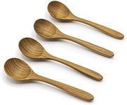 FAAY Round Wood Soup Spoons, Teak Tableware and Flatware Handcrafted from High Moist Resistant Teak, Healthy Spoons, 100% Eco-friendly Spoons