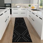 LIVEBOX Black Runner Rug for Kitchen, 2'x8' Boho Washable Rug Runner for Hallway,Moroccan Cotton Long Entryway Area Rug Indoor Carpet for Bedroom Laundry Doorway Entry