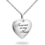 PHOCKSIN Heart Locket Necklace for Girls Silver Lockets for Women as Birthday Presents with Engraved Text Photo Locket that Holds Pictures, Stainless Steel, No Gemstone