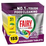 Fairy 30 Minute Miracle Platinum Plus Dishwasher Tablets, 5x 31 Capsules, Fairy N.1 In Tough Food Cleaning, Dishwasher Cleaner