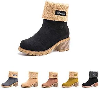 Hitmars Botas Mujer Invierno Forradas Cálidas Botines Ante Plataforma Zapatos Nieve Cómodos Casual Negro EU 37