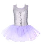 Arshiner Little Girls Sparkly Sequin Ballet Skirted Leotards Tutu Dress Ballerina Cross Straps Back Dance Outfits for Kids Lavender Purple