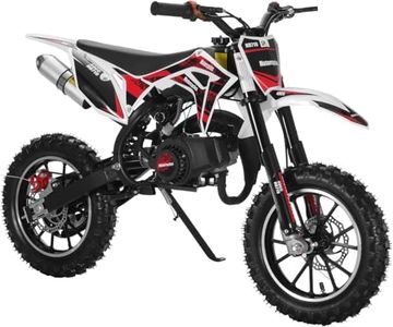 49cc 2-Stroke Kids Dirt Bike,Toddler Gas Power Motocross Off Road Mini Motorcycle Vehicles Children Pocket Motorbike with Front Rear Disc Brakes Ideal Birthday for 8-15 Boy Girl Black