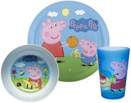 Zak! Designs Peppa Pig Mealtime Set with Plate, Bowl and Tumbler, Break Resistant and BPA-Free Plastic, 3 Piece Set by