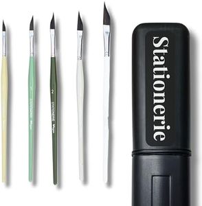 Stationerie Paint Brushes Set Standard SizePetal/Detailing with Brush Holder for Professional Artist Miniature Premium Handmade Paintbrush Set for Acrylic, Watercolor & Gouache Painting Set of 5