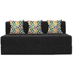 Urban Decor Sofa (Three - Seater - 6' X 6' Ft) Folding Sofa Cum Bed - Perfect for Guests - Jute Fabric Washable Cover - Black Color